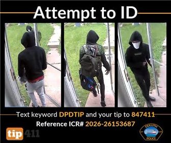 Surveillance images of two people Duluth police are trying to identify in a burglary investigation