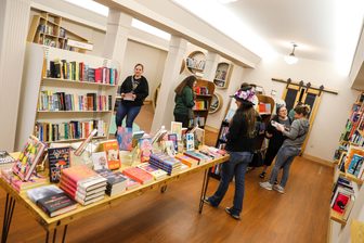 Shoppers inside Dotters Books in Eau Claire