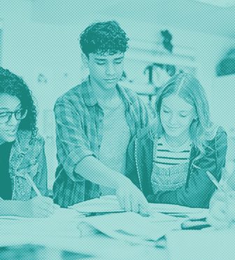Students in a secondary school classroom