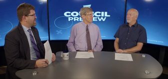 Marshfield officials discuss the Oct. 27 council agenda on a council preview program