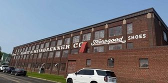 The former Weinbrenner Shoe factory building in Marshfield, Wisconsin