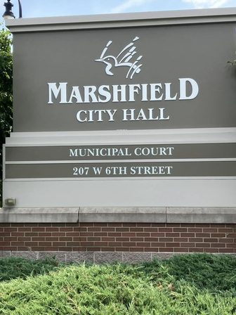 Marshfield City Hall sign at 207 W. 6th Street