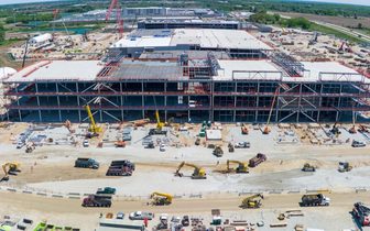 Construction continues on a Microsoft data center in Mount Pleasant, Wisconsin.