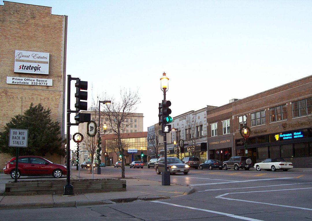 Downtown Oshkosh, Wisconsin, looking north along Main Street