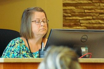 Pleasant Prairie Village Clerk Jane Snell at a village board meeting