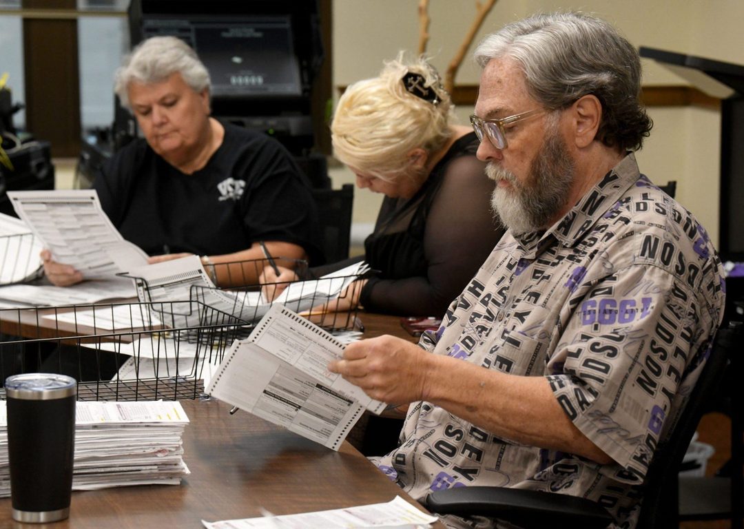 Voters at a Wisconsin polling place during an election
