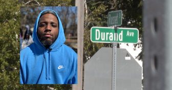 Raymond Massie Jr. and the street signs at Russet Street and Durand Avenue in Racine