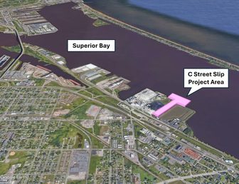 Aerial view of Superior Bay showing the C Street Slip project area
