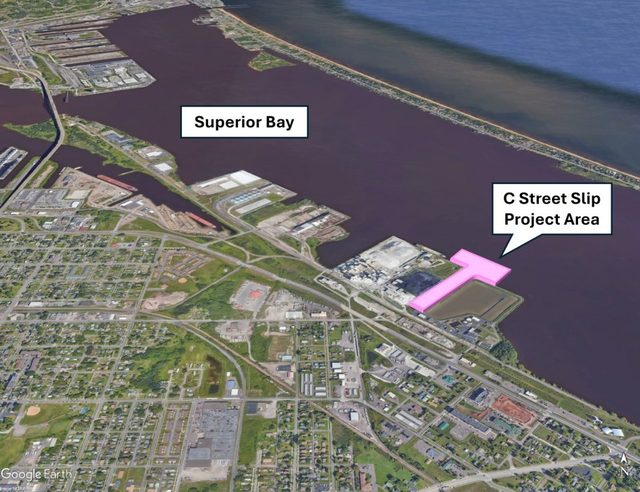 Aerial view of Superior Bay showing the C Street Slip project area