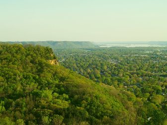 View south over La Crosse and the Mississippi River valley from Grandad's Bluff