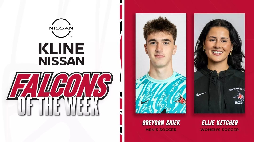 UW-River Falls soccer players Greyson Shiek and Ellie Ketcher, named Falcons of the Week for Oct. 12-18