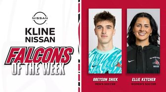 UW-River Falls soccer players Greyson Shiek and Ellie Ketcher, named Falcons of the Week for Oct. 12-18