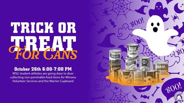 Winona State Trick or Treat for Cans event graphic