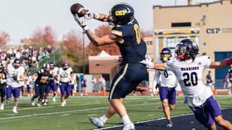 A Concordia-St. Paul player in action against Winona State at Sea Foam Stadium