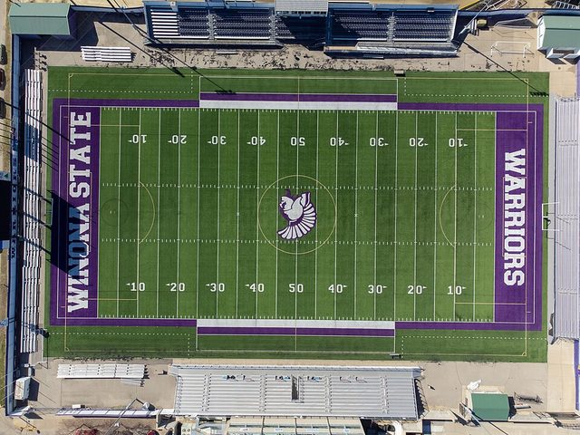 The football field at Winona State University