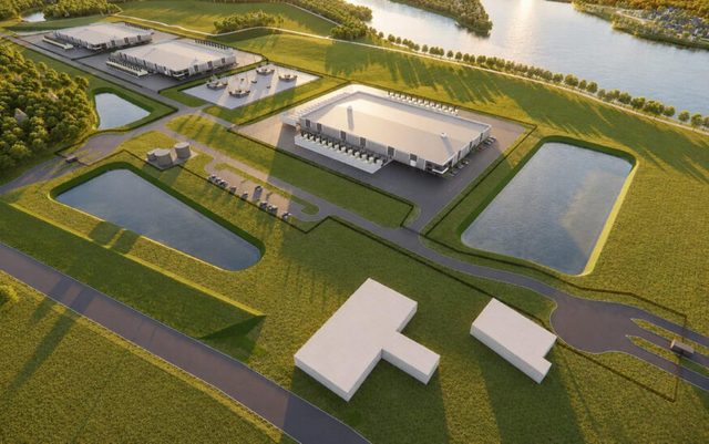 A rendering of the data center campus PNK Group proposed in Wisconsin Rapids